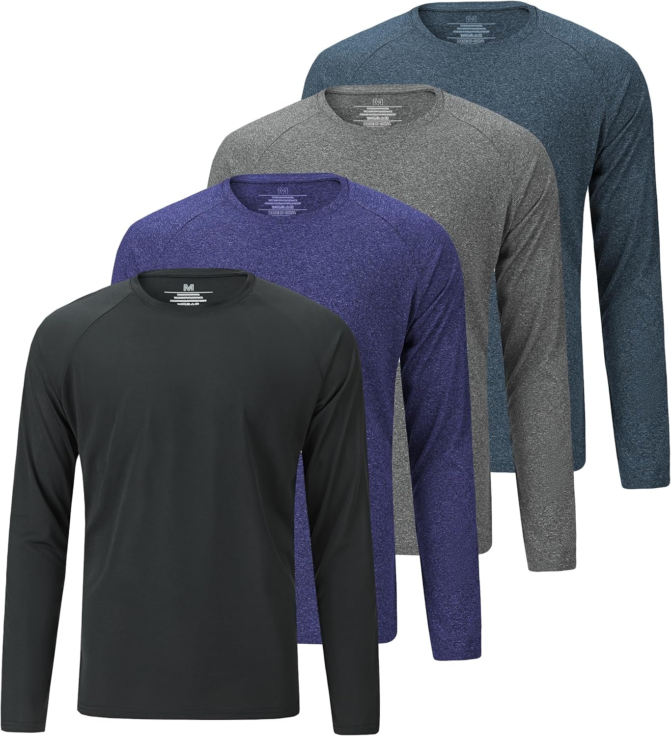 4 Pack Men'S Dry Fit T Shirts Athletic Running Gym Workout Long Sleeve T Shirts for Men