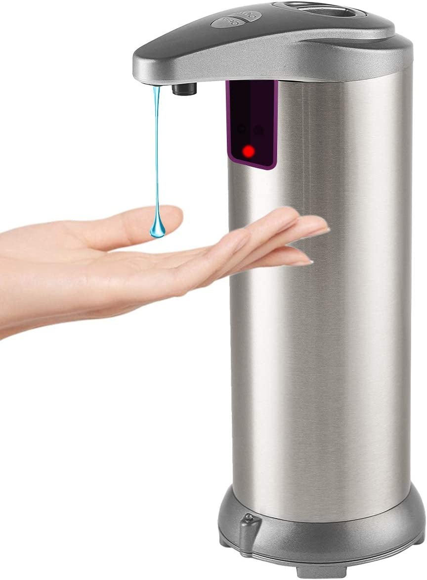 Automatic Soap Dispenser, Touchless Soap Dispenser with Infrared Motion Sensor Waterproof Base Stainless Steel Soap Dispenser Suitable for Bathroom Kitchen Restaurant