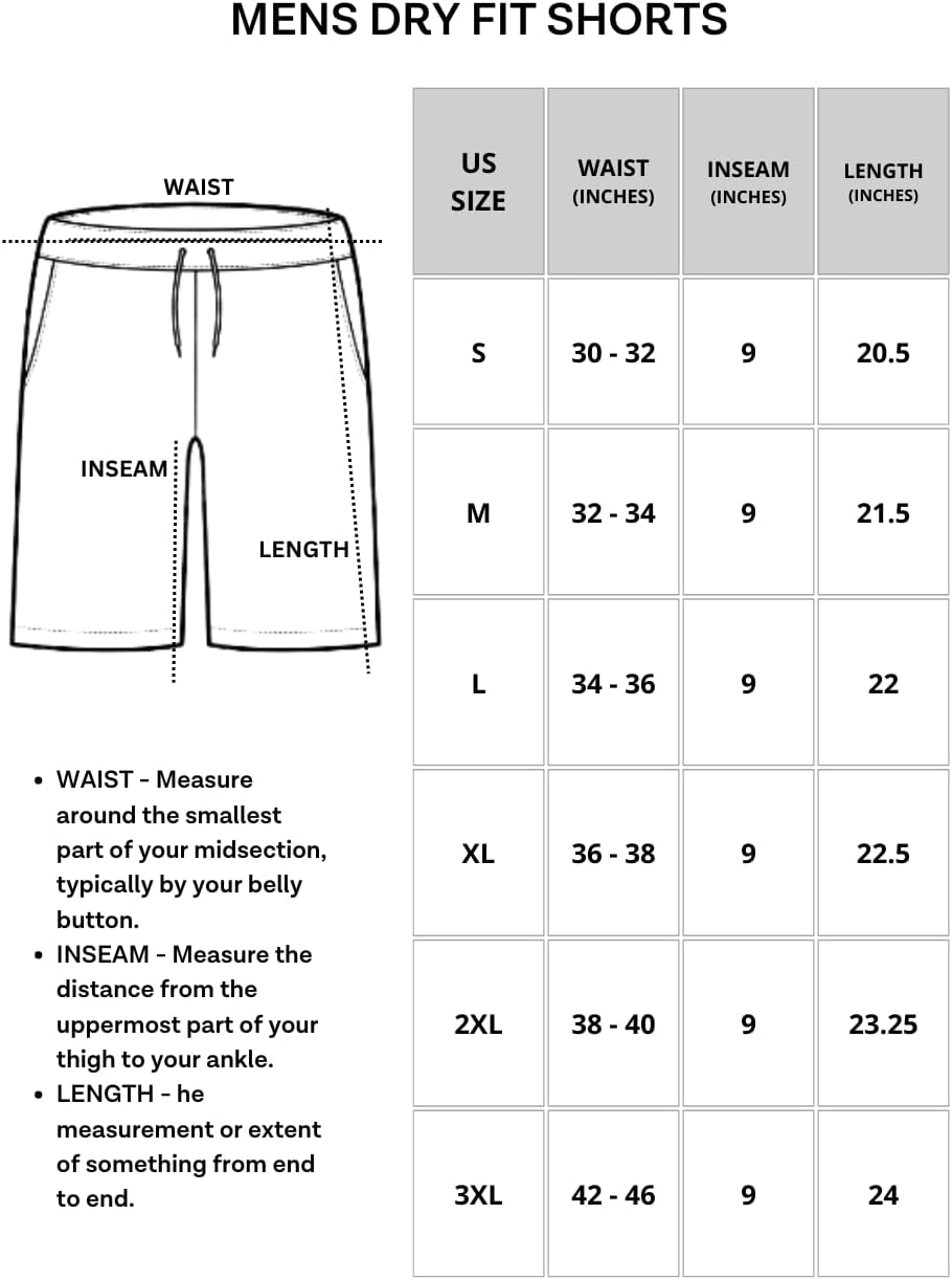 5 Pack: Men'S Dry-Fit Sweat Resistant Active Athletic Performance Shorts