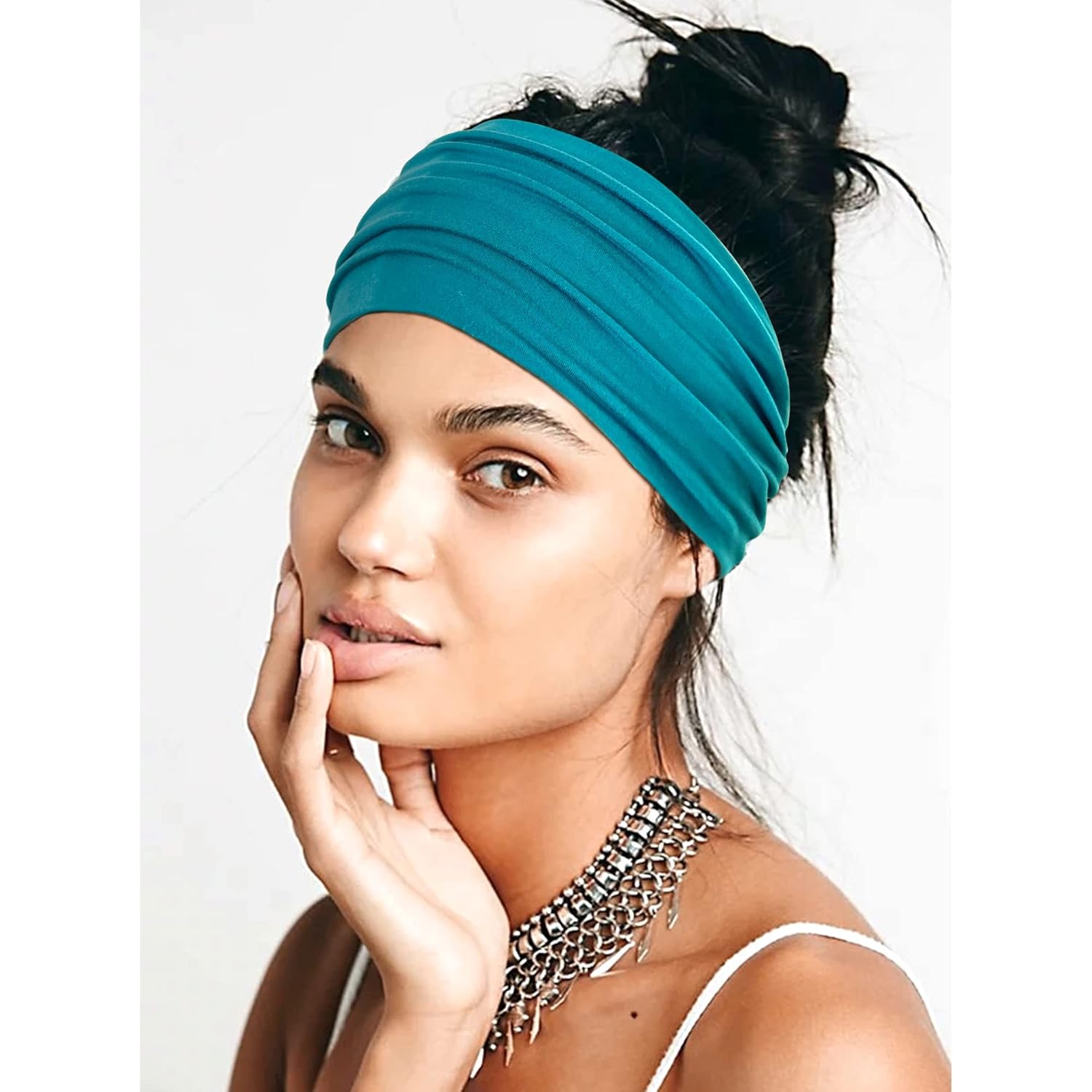 10 PCS Women Headbands African Wide Hair Wrap Extra Turban Head Bands for Lady Large Sport Workout Stretch Non-Slip Big Hair Bands