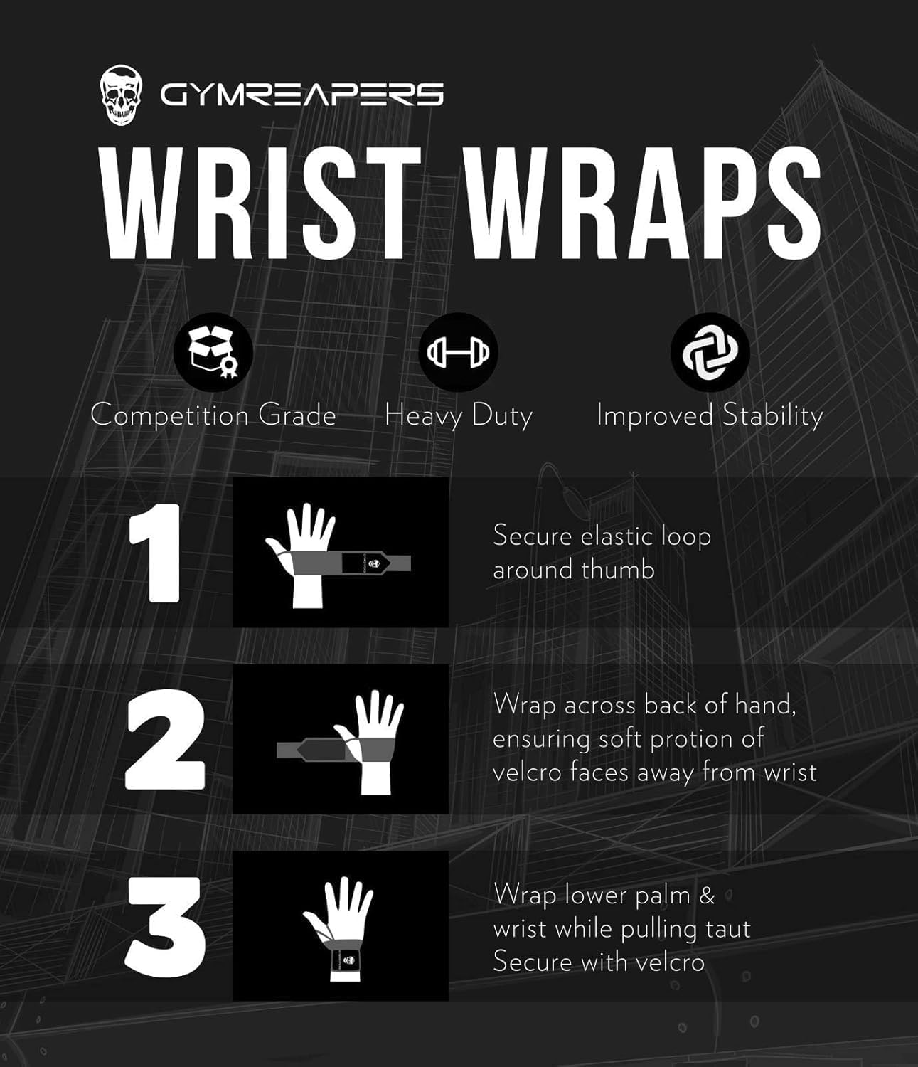 Weightlifting Wrist Wraps (IPF Approved) 18" Professional Quality Wrist Support with Heavy Duty Thumb Loop - Best Wrap for Powerlifting Competition, Strength Training, Bodybuilding