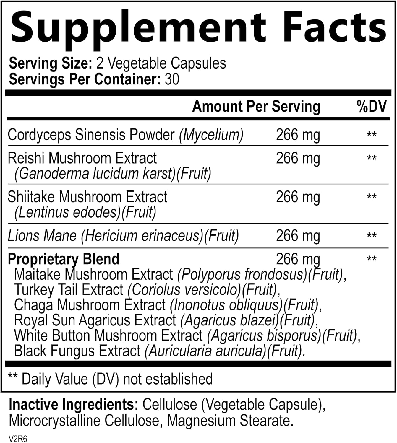 Mushroom Supplement - 10 Mushroom Complex Blend - Lions Mane, Reishi, Turkey Tail, Chaga, Cordyceps, Shiitake, Maitake - Nootropic Brain Supplement, Memory, Focus, Immune Health Support - 60 Count