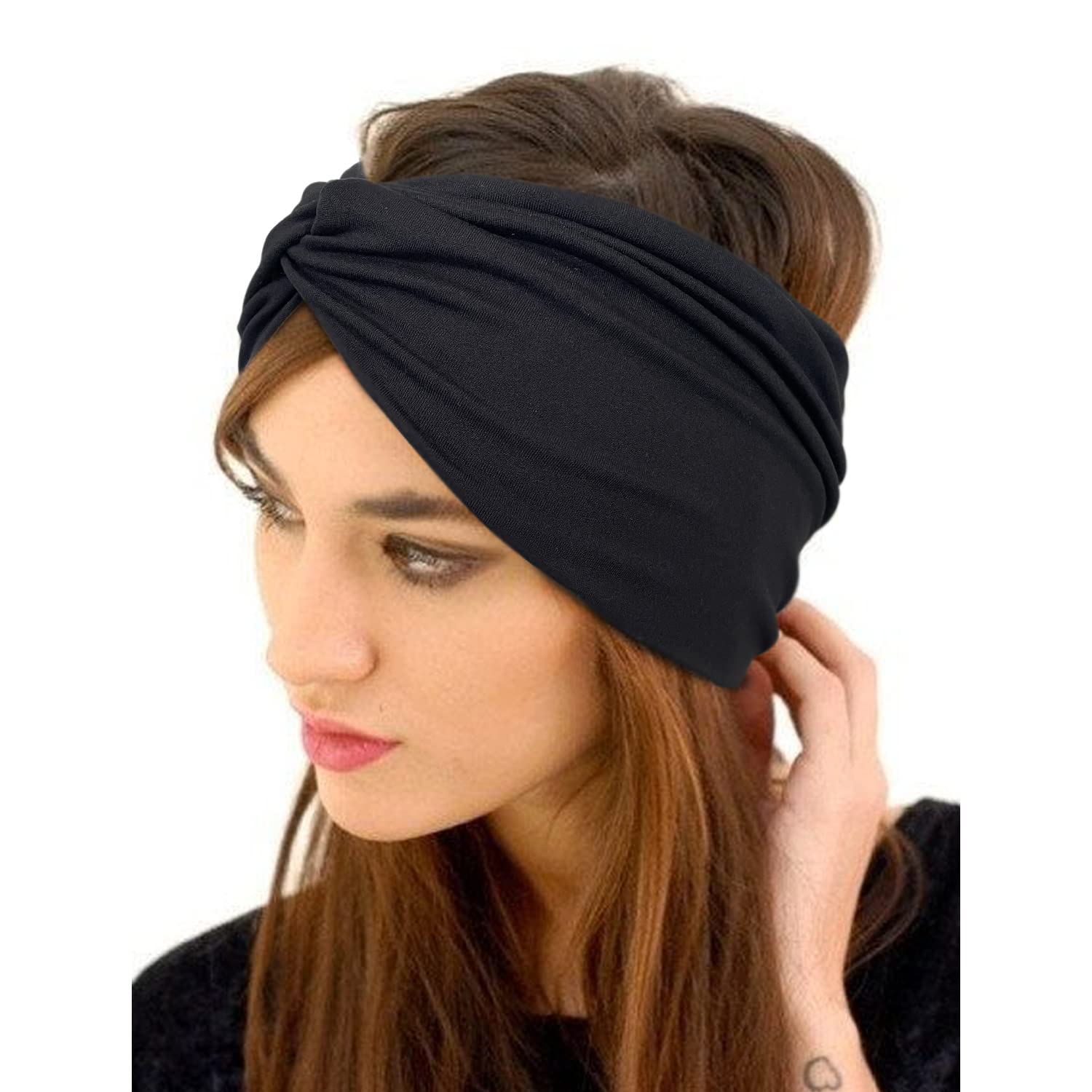 10 PCS Women Headbands African Wide Hair Wrap Extra Turban Head Bands for Lady Large Sport Workout Stretch Non-Slip Big Hair Bands