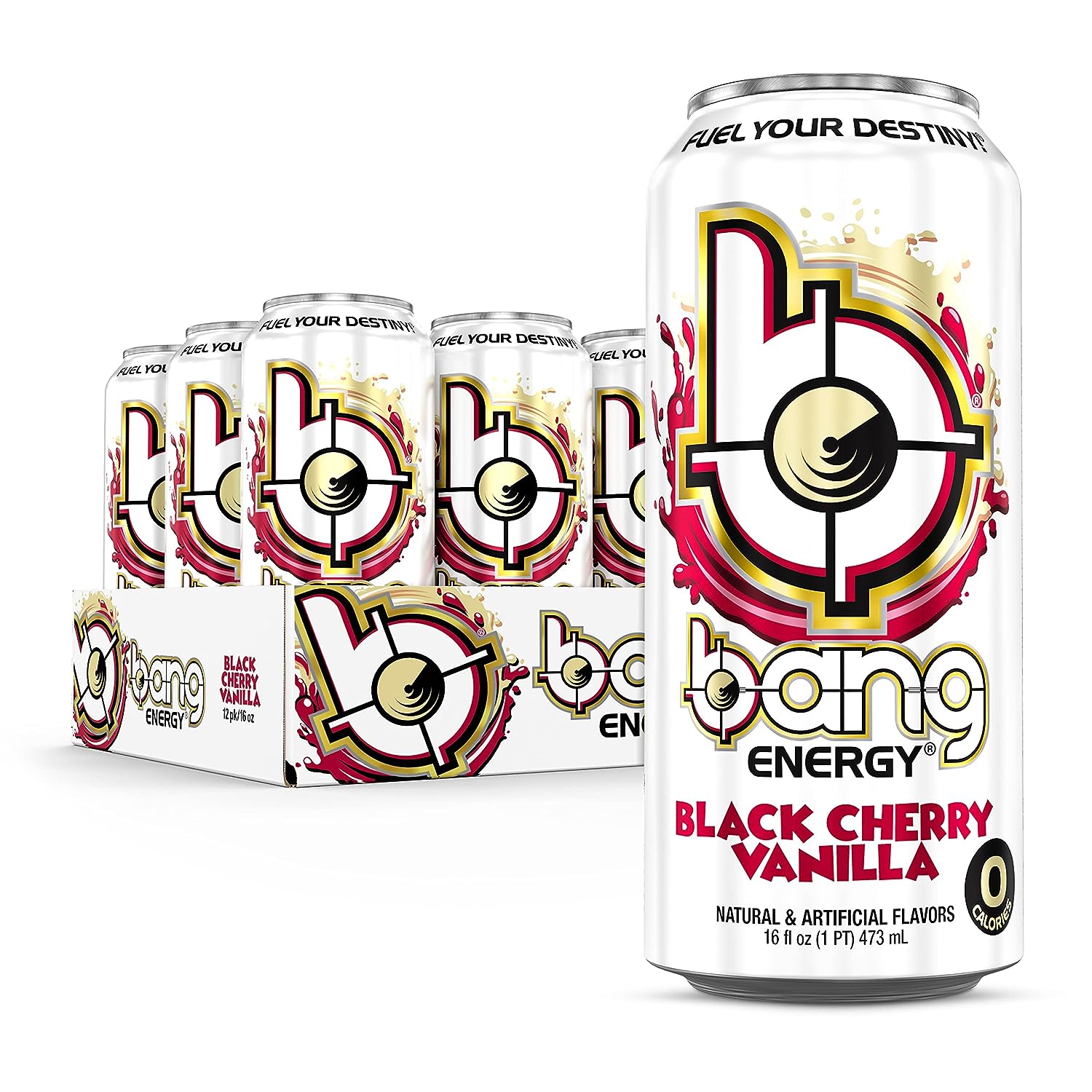 Energy Black Cherry Vanilla, Sugar-Free Energy Drink, 16-Ounce (Pack of 12)